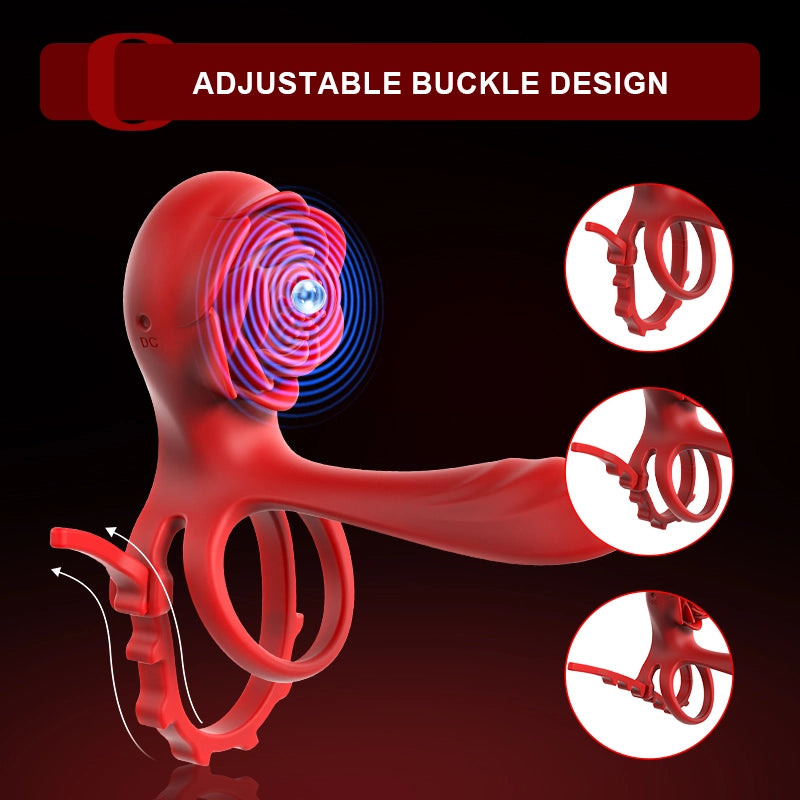 10 Vibration Mode Dual Motor Rose Cock Ring