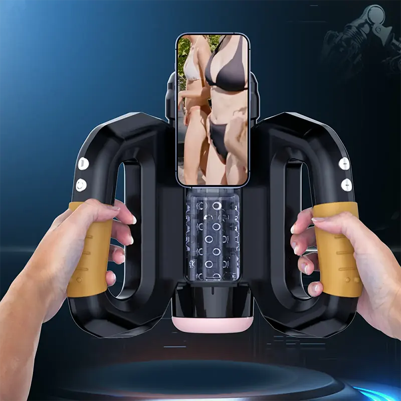 10 Rotating Thrusting Handle Male Stroker with Phone Holder