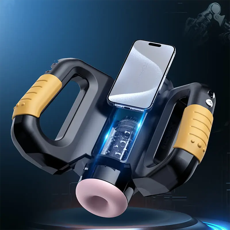 10 Rotating Thrusting Handle Male Stroker with Phone Holder