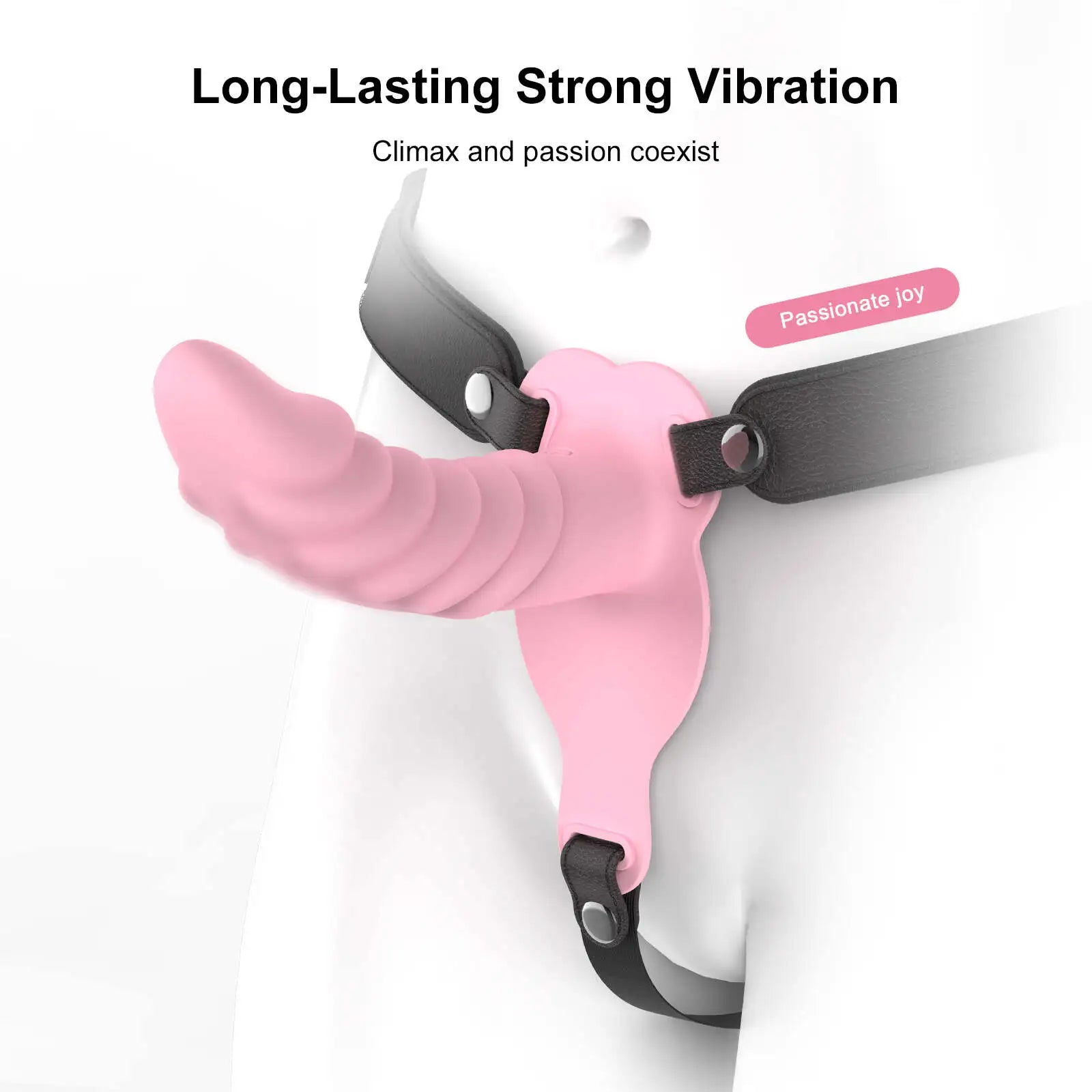Multi Textured Lesbian Strap On Dildo with 10 Vibrations 7.59 Inch