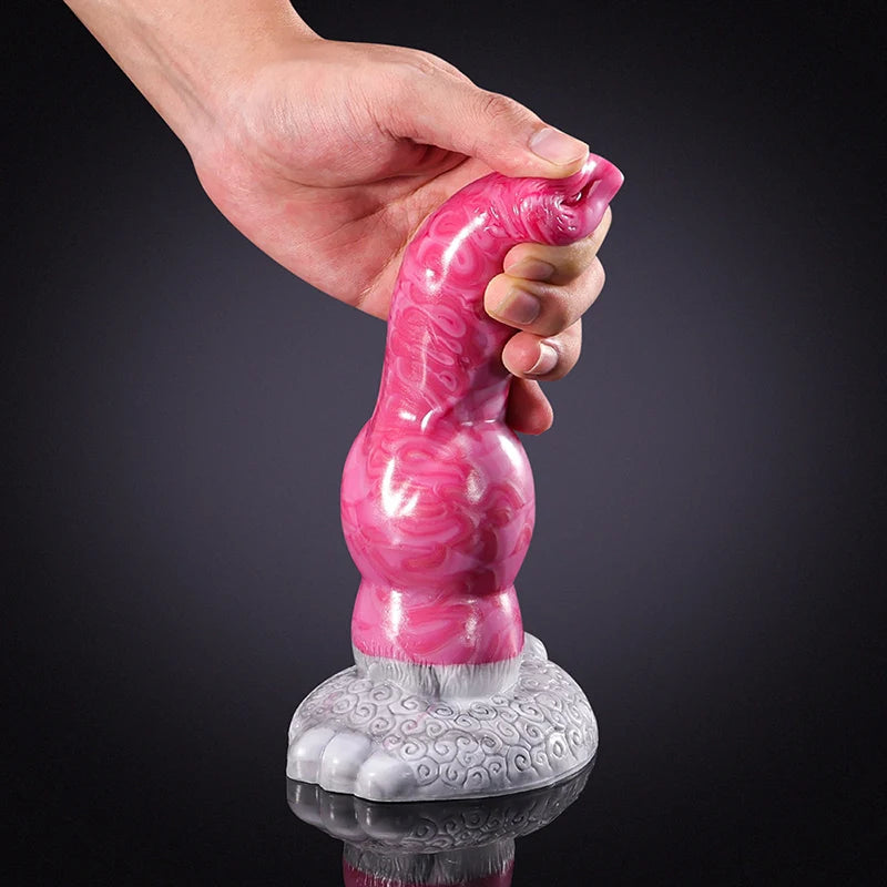 Pink Silicone Dog Dildo 8.27 Inch