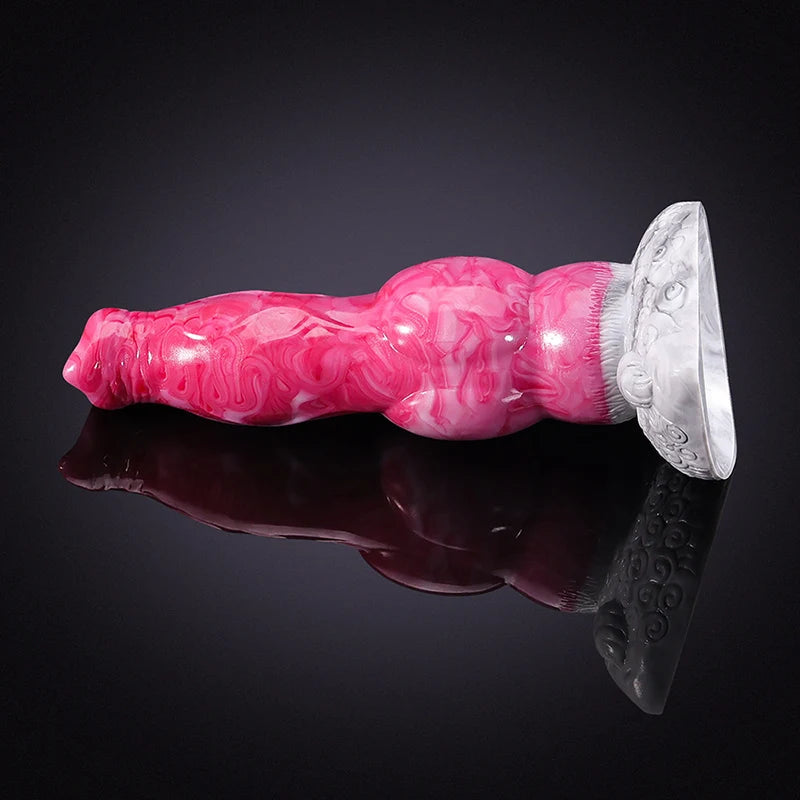 Pink Silicone Dog Dildo 8.27 Inch
