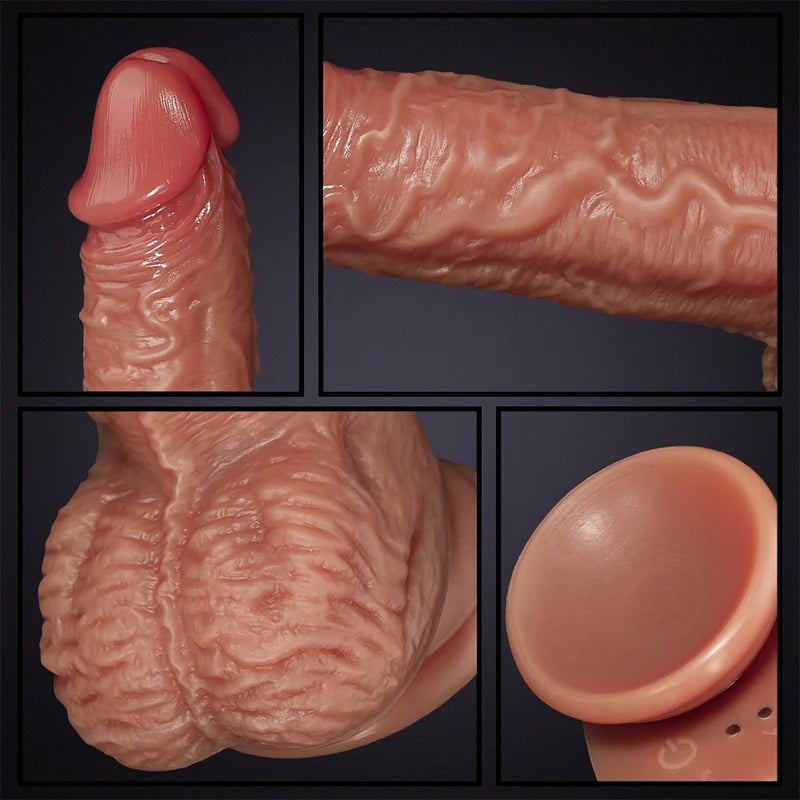 Telescopic Heating Silicone Vibrating Dildo 7.7 Inch