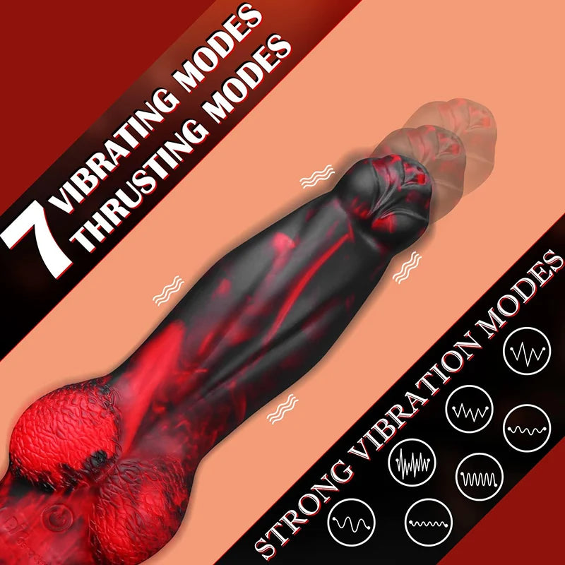 2 In 1 Powerful Thrusting Vibration Silicone Dog Dildo 8.7Inch