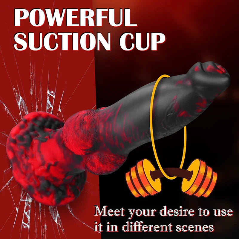 2 In 1 Powerful Thrusting Vibration Silicone Dog Dildo 8.7Inch