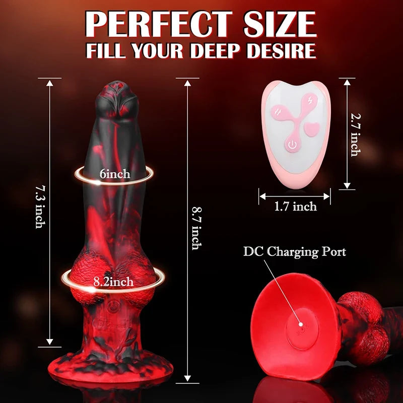 2 In 1 Powerful Thrusting Vibration Silicone Dog Dildo 8.7Inch