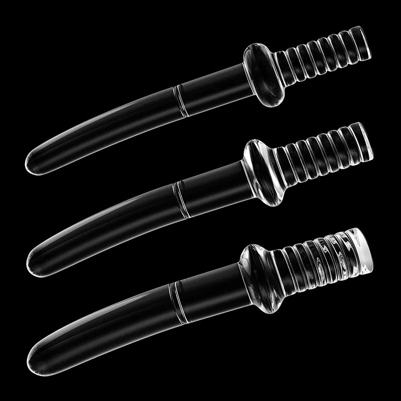 3Pcs Set Clear Handle Glass Dildo