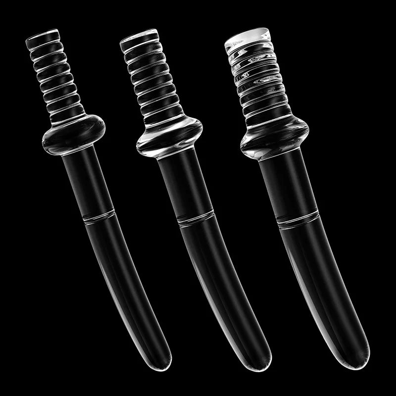 3Pcs Set Clear Handle Glass Dildo