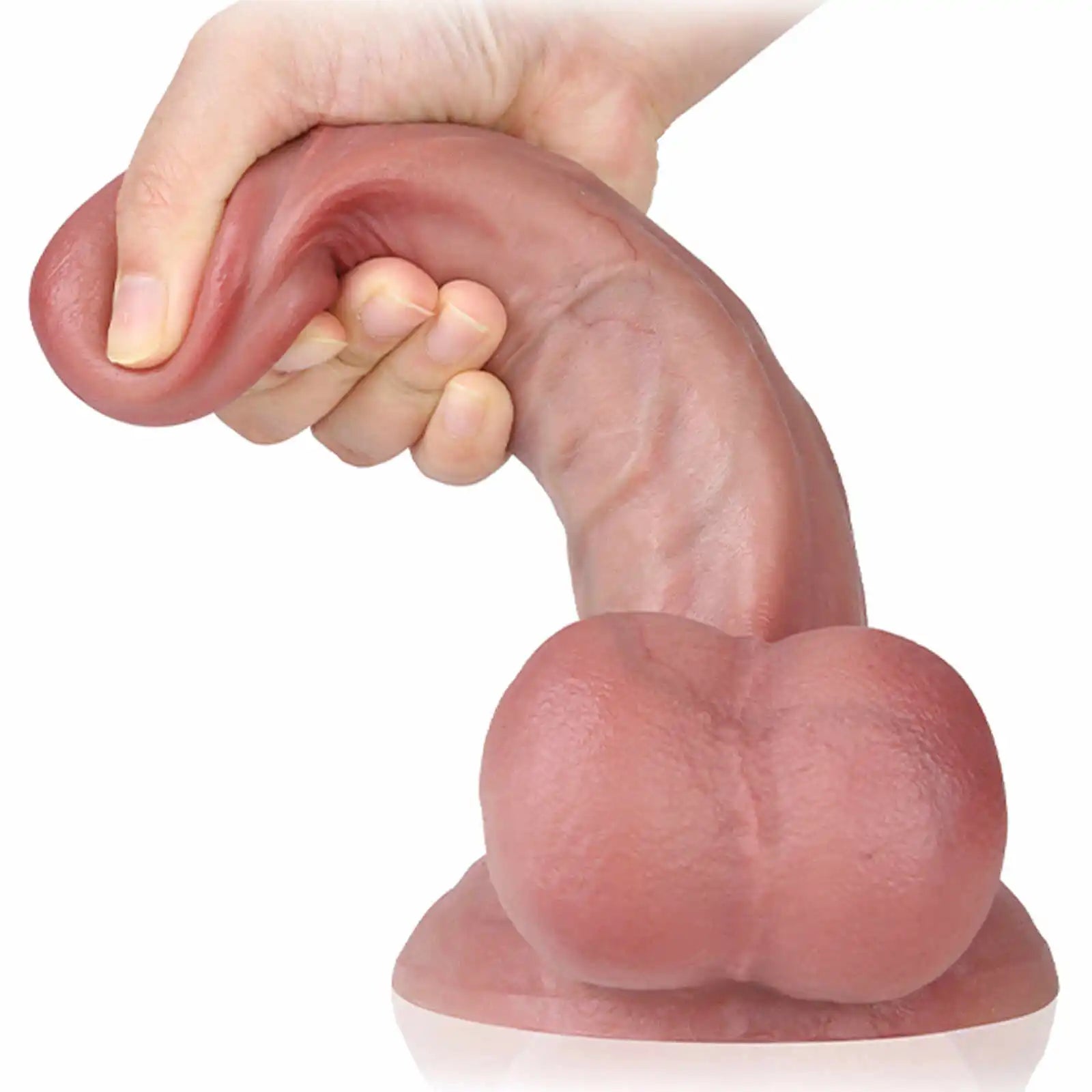 Ultra Realistic Silicone Flesh Dildo with Balls 8 Inch