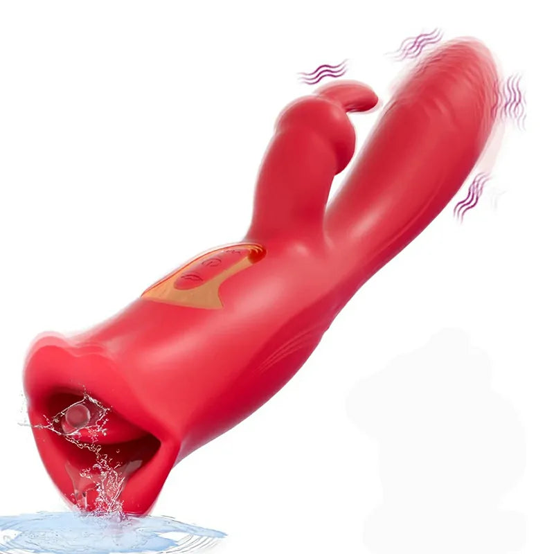 3 In 1 Bunny Vibrator with 10 Vibration & Biting Modes