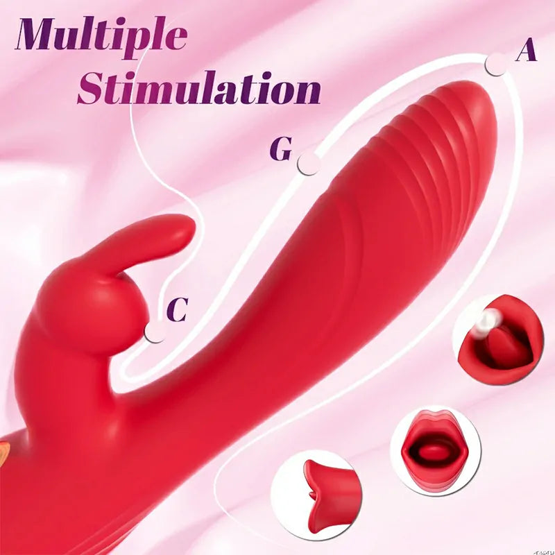 3 In 1 Bunny Vibrator with 10 Vibration & Biting Modes