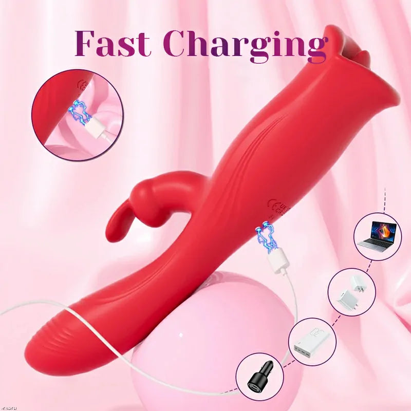 3 In 1 Bunny Vibrator with 10 Vibration & Biting Modes