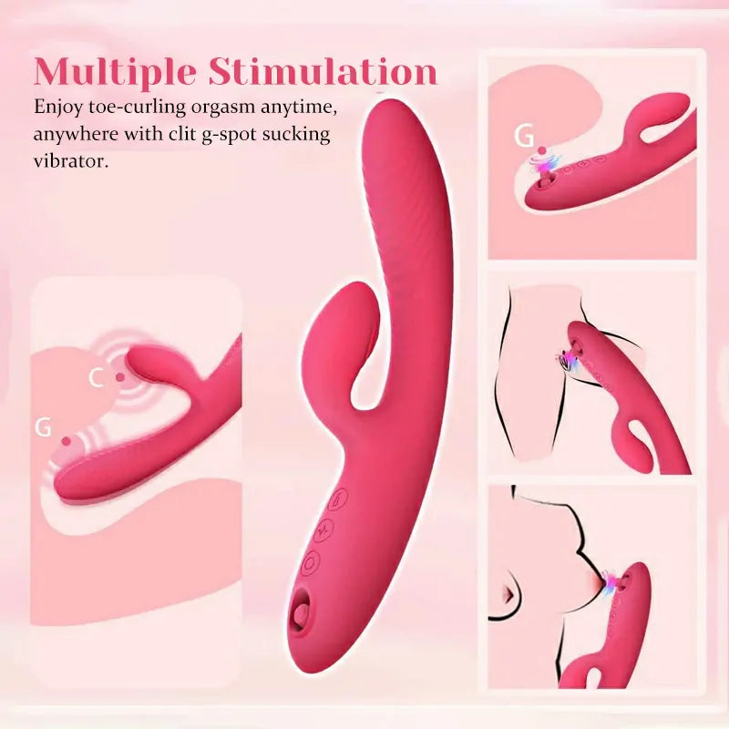 10 Vibrations & 5 Sucking Modes Rechargeable Silicone Clit Vibrator