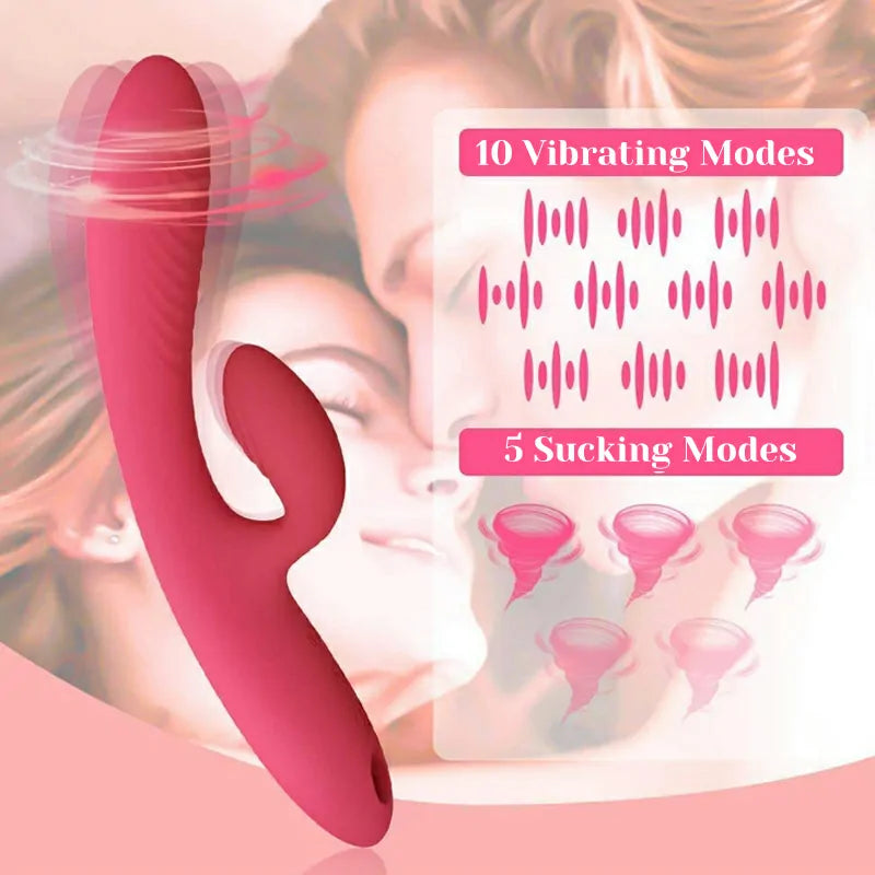 10 Vibrations & 5 Sucking Modes Rechargeable Silicone Clit Vibrator