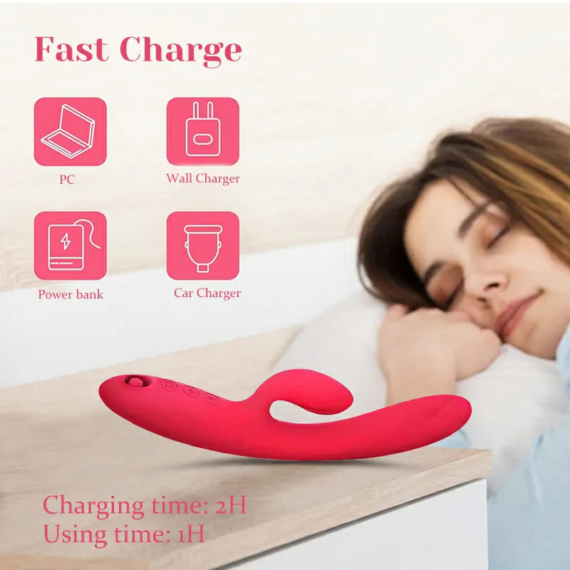 10 Vibrations & 5 Sucking Modes Rechargeable Silicone Clit Vibrator
