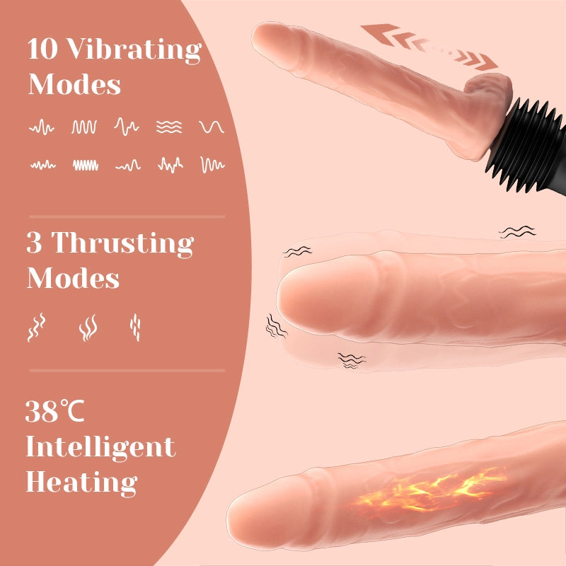 6 In 1 Thrusting Heating Sex Machine with Realistic Dildo