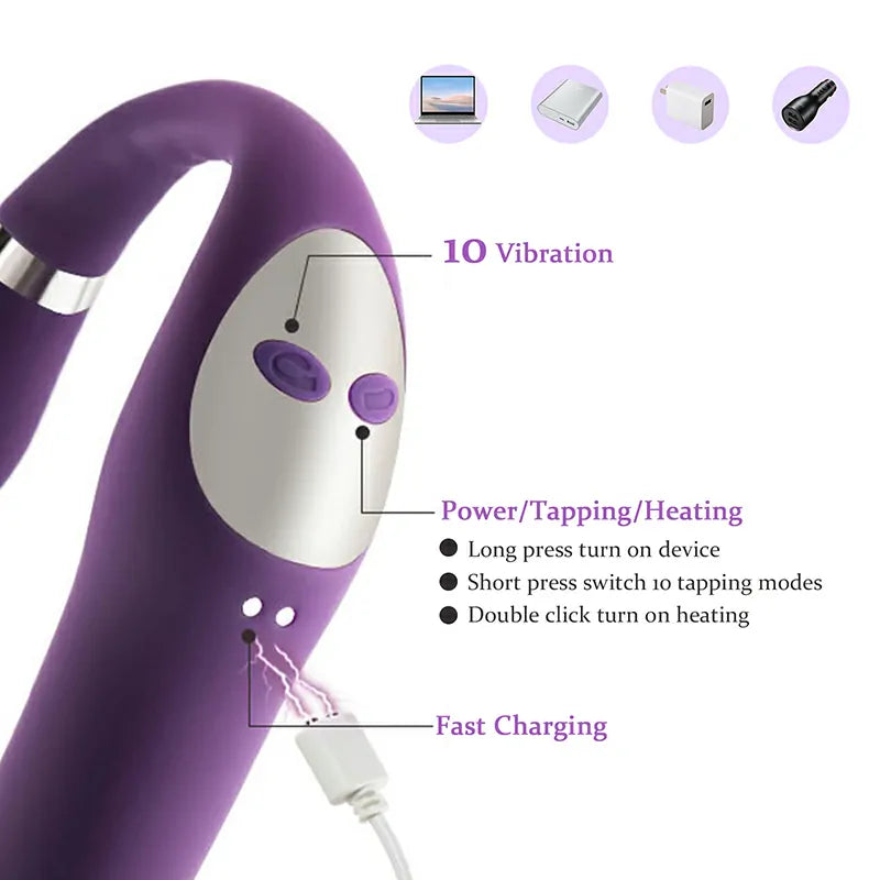 3 in 1 Silicone Vibrating Heating G Spot Vibrator