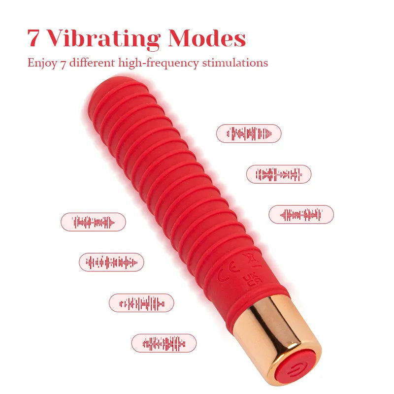 7 Vibrations Rechargeable Threaded Lipstick Bullet Vibrator