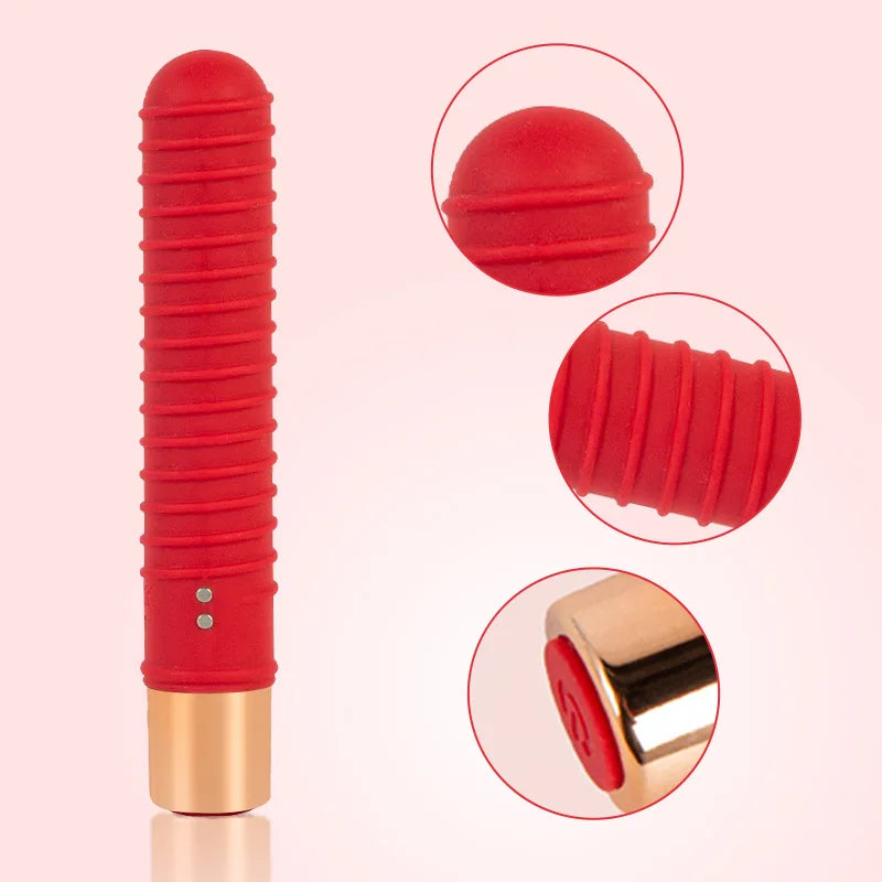 7 Vibrations Rechargeable Threaded Lipstick Bullet Vibrator