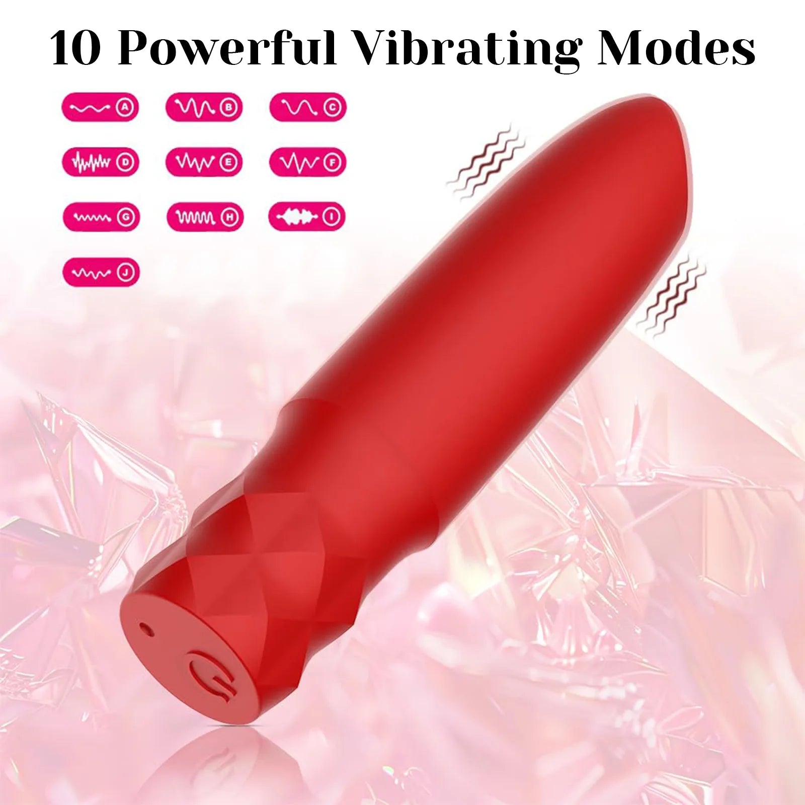 10 Powerful Vibrating Modes Rechargeable Lipstick Vibrator