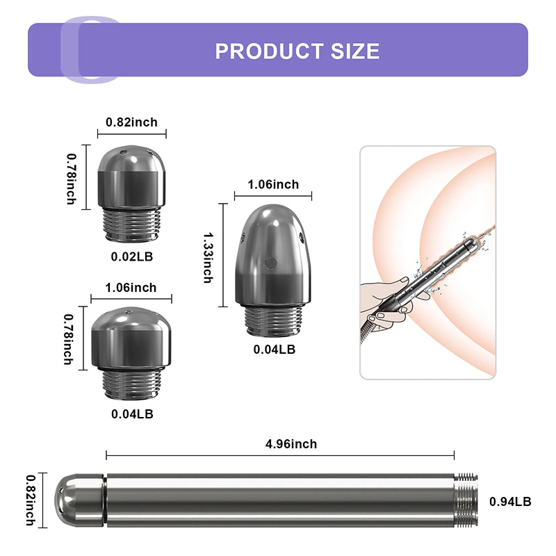 Aluminum Anal Douche with 3Pc Head