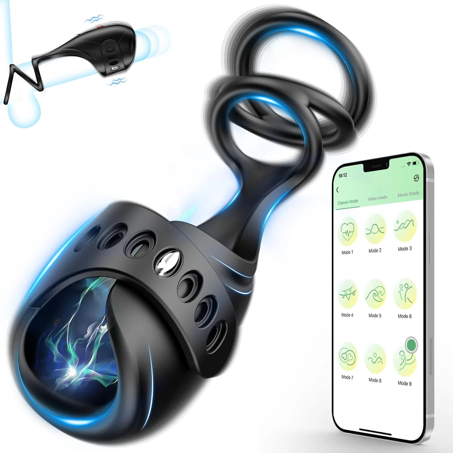 App Control 9 Vibration Glans Trainer with Soft Penis Ring