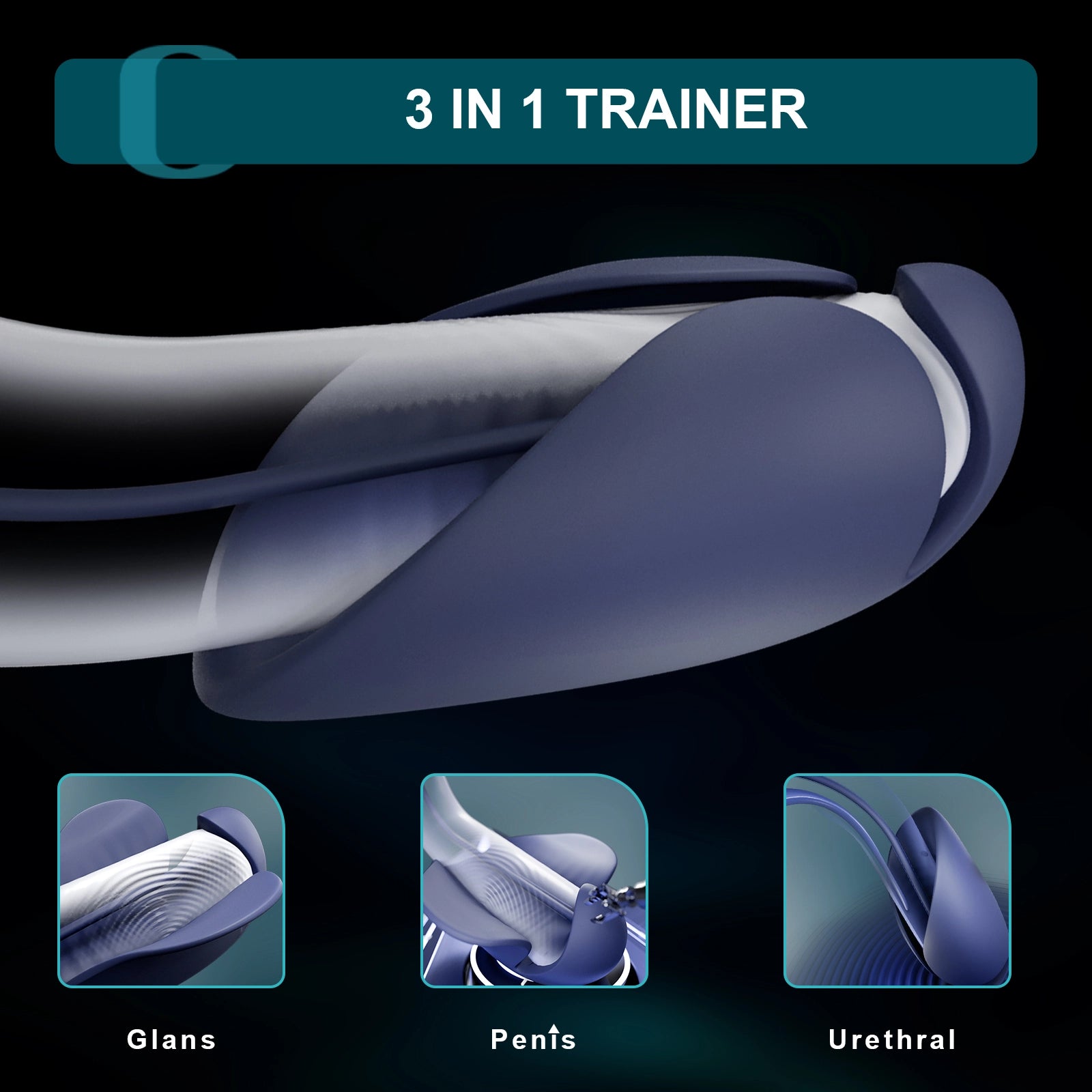 10 Vibration Unique Glans Trainer with Urethral Sounds Design
