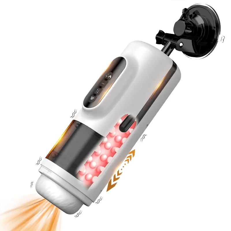 6 In 1 Thrusting Vibrating Heated Male Masturbator with Silicone Sleeve