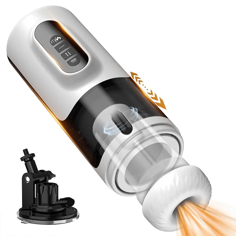 6 In 1 Thrusting Vibrating Heated Male Masturbator with Silicone Sleeve