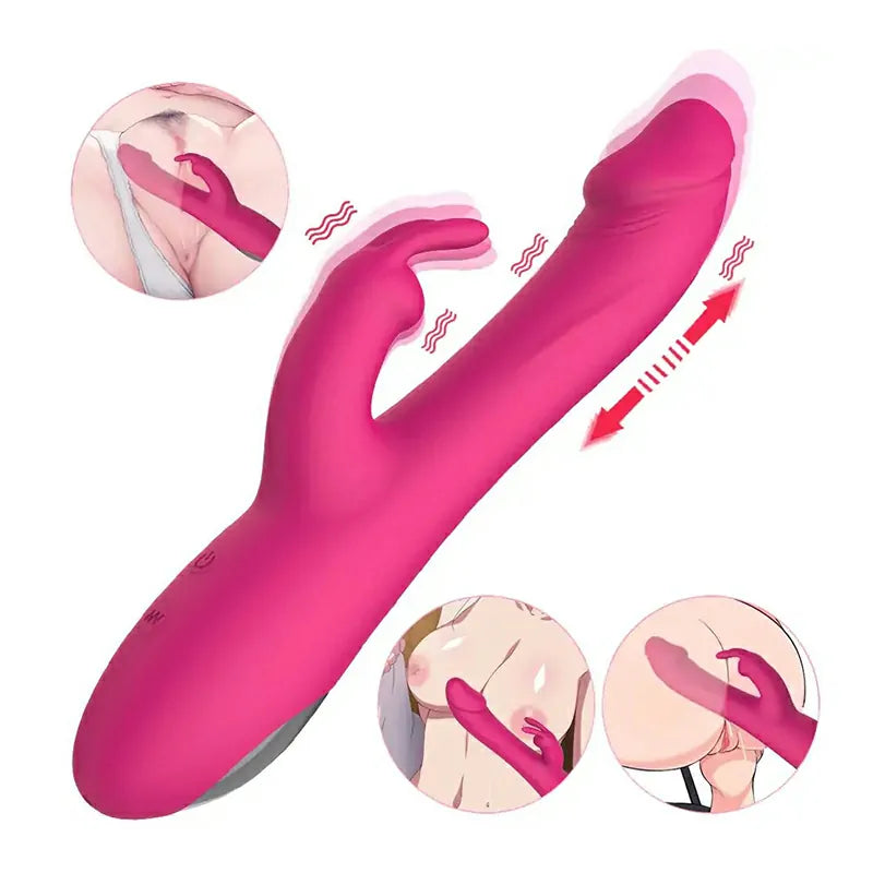10 Vibration & 3 Thrust Modes Realistic Glans Rabbit Vibrator
