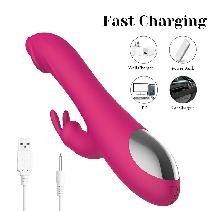 10 Vibration & 3 Thrust Modes Realistic Glans Rabbit Vibrator