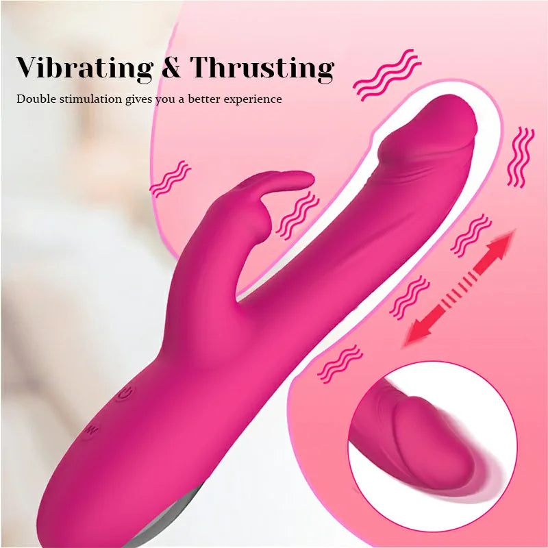 10 Vibration & 3 Thrust Modes Realistic Glans Rabbit Vibrator