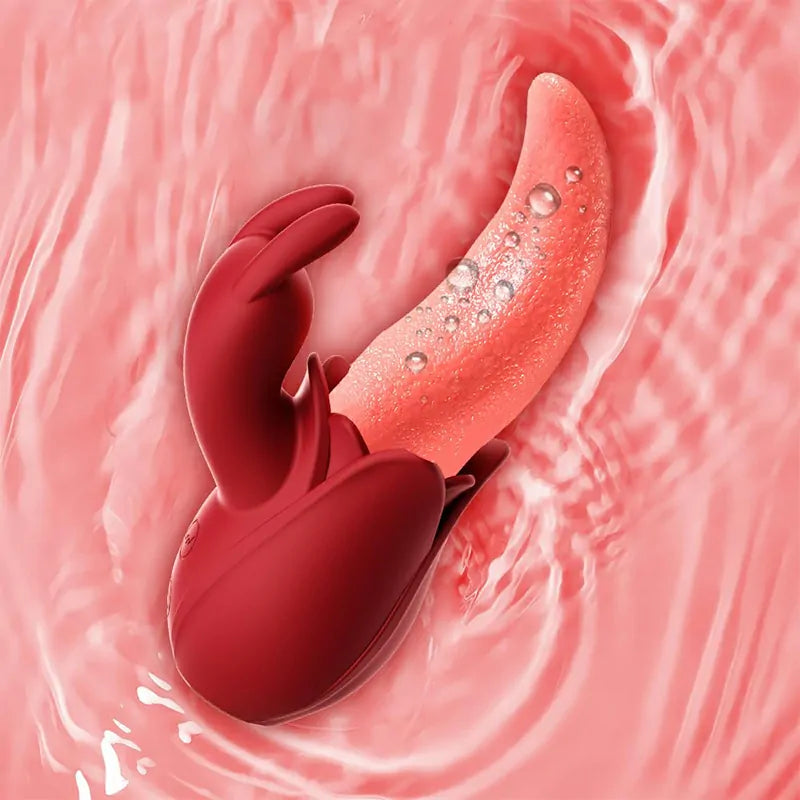 Silicone Tongue Rabbit Vibrator with Licking & Tapping