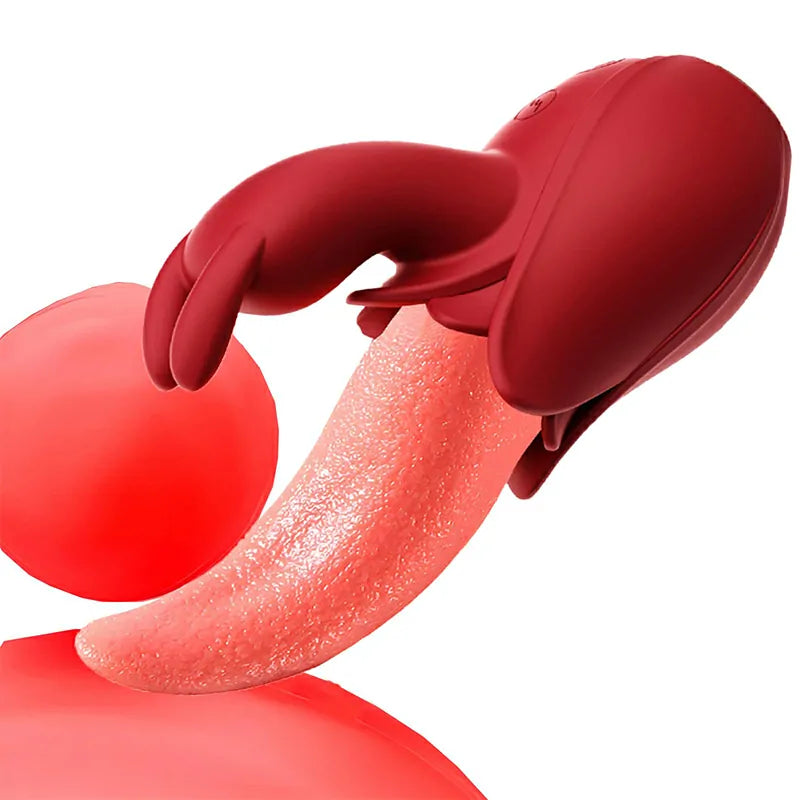 Silicone Tongue Rabbit Vibrator with Licking & Tapping