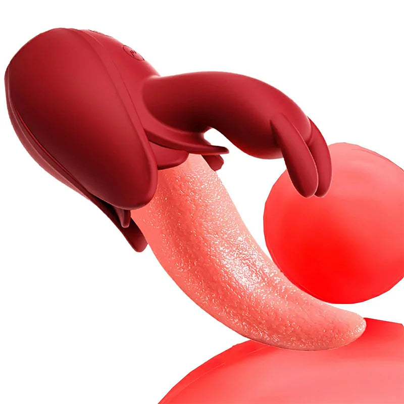 Silicone Tongue Rabbit Vibrator with Licking & Tapping