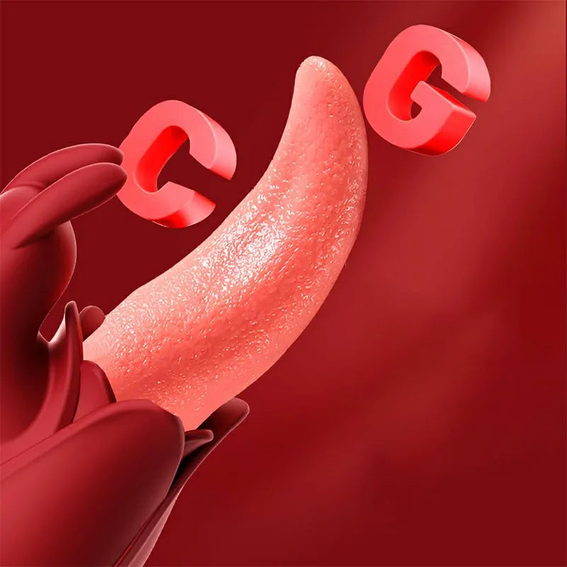 Silicone Tongue Rabbit Vibrator with Licking & Tapping