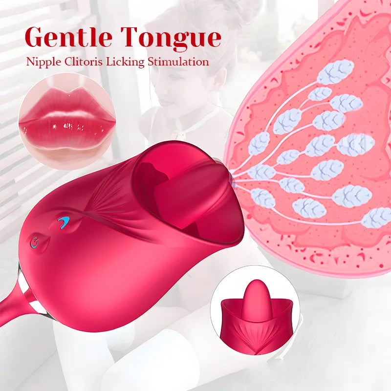 Multifunctional Clit Licking Rose Vibrator with Vibrating Stimulator