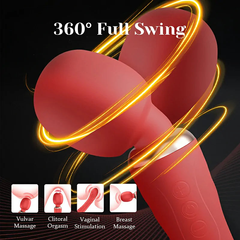 2 in 1 Rechargeable 10 Powerful Vibration Modes Wand Vibrator