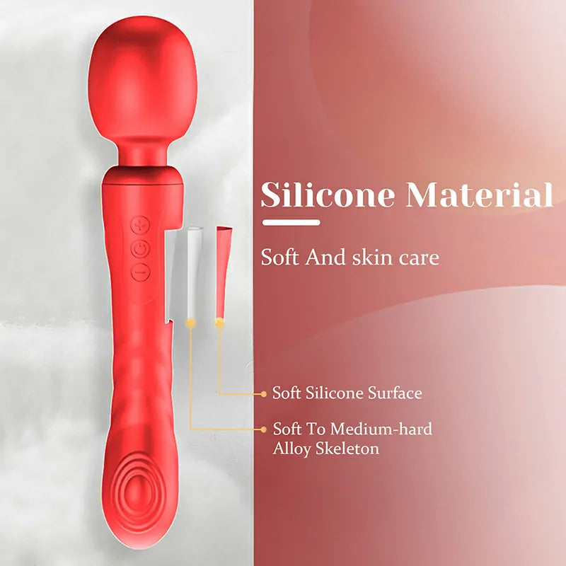 2 in 1 Rechargeable 10 Powerful Vibration Modes Wand Vibrator