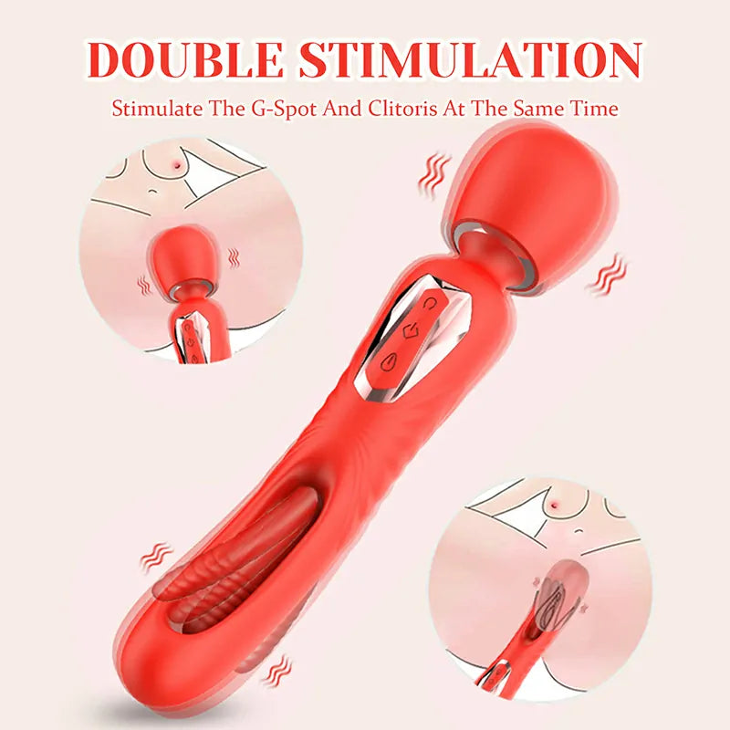 2 In 1 Powerful Vibration & Flapping Wand Vibrator