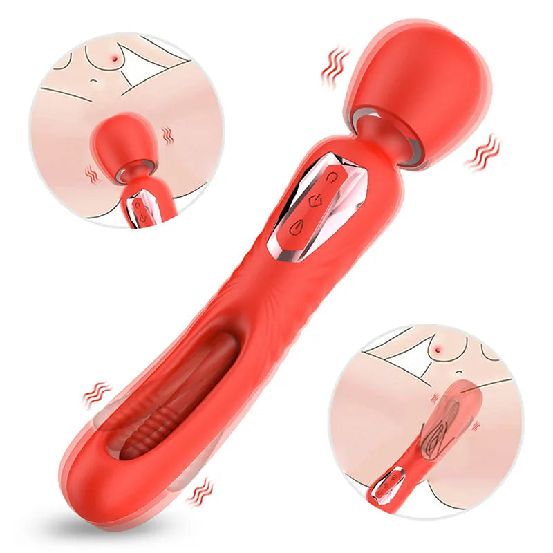 2 In 1 Powerful Vibration & Flapping Wand Vibrator