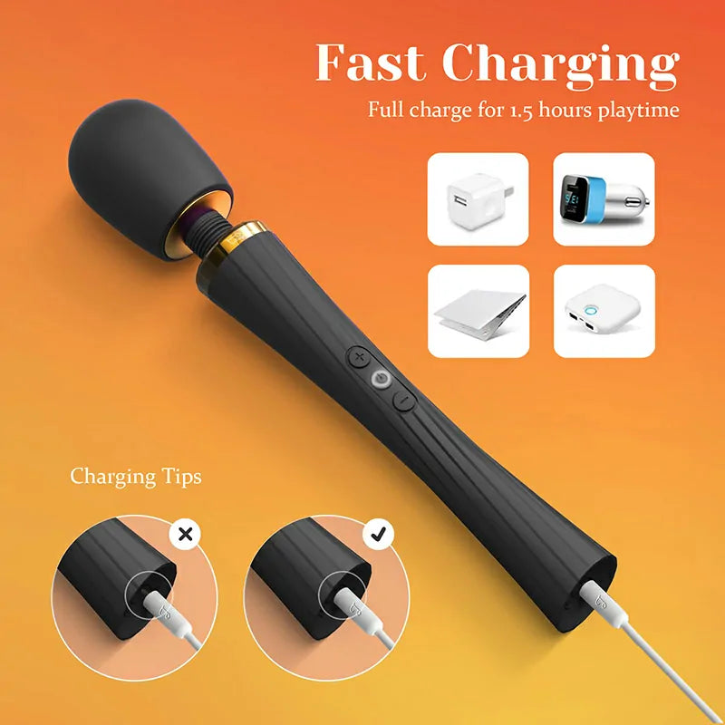 5 Frequency & 3 Gears Speed Vibration Classic Wand Vibrator