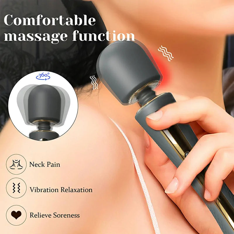 7 Vibration Modes Roller Control Silicone Rechargeable Wand Vibrator