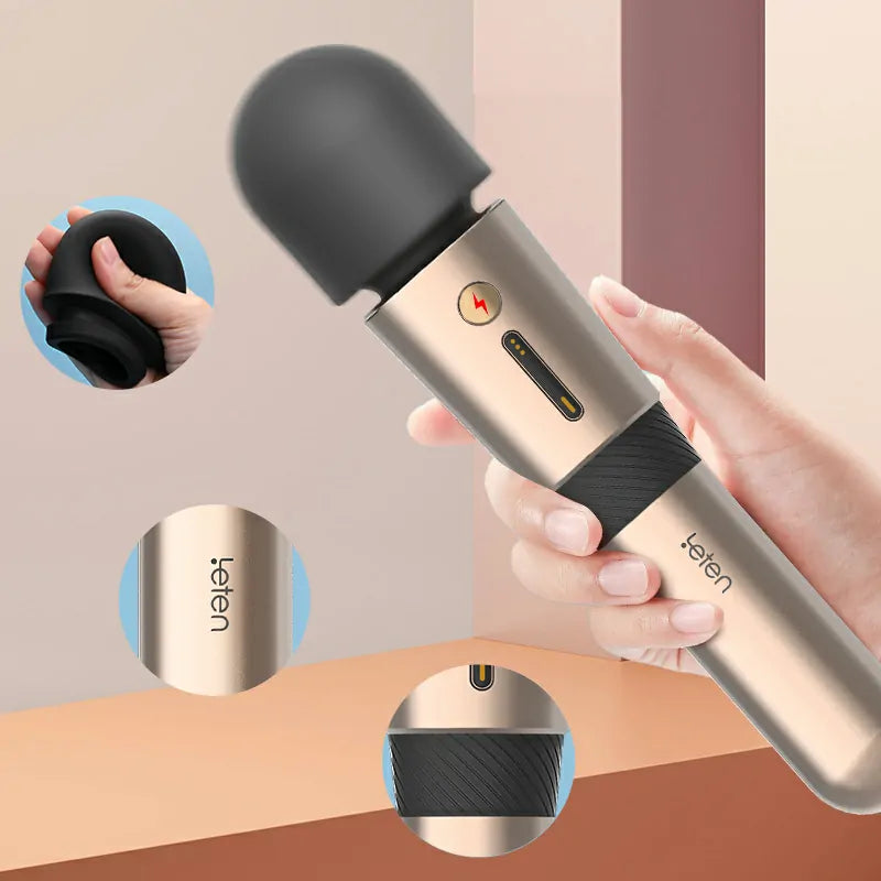 3 Gears Speed & 7 Frequency Vibrating Rechargeable Wand Vibrator