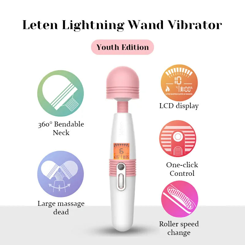 LCD Display Deluxe Rechargeable Wand Vibrator