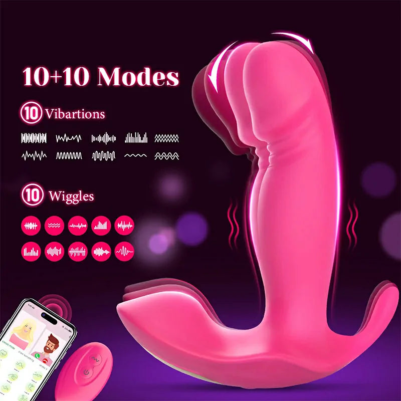 10 Modes Vibrating & Wiggles Remote Control Wearable Vibrator