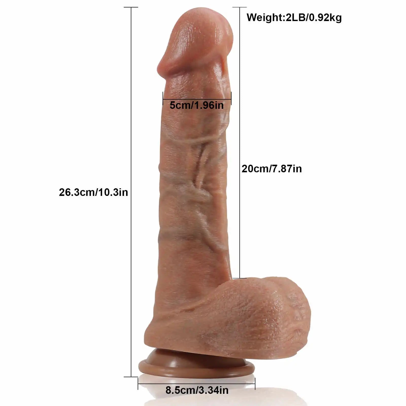 10.3" Brown Dildo With Realistic Texture & Large Glans