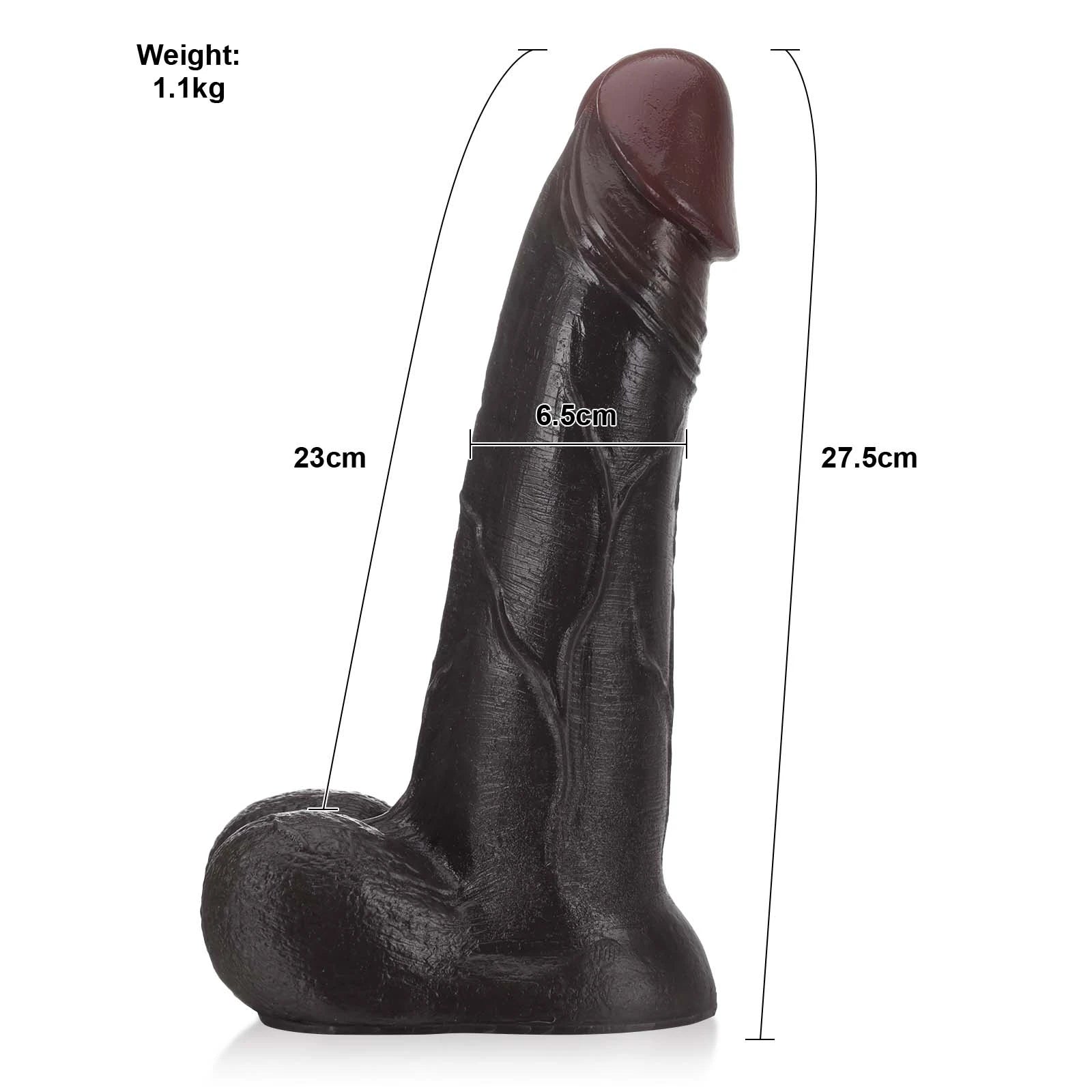 10.8" Thick Sliding Leather Black Hollow Dildo with Movable Ball