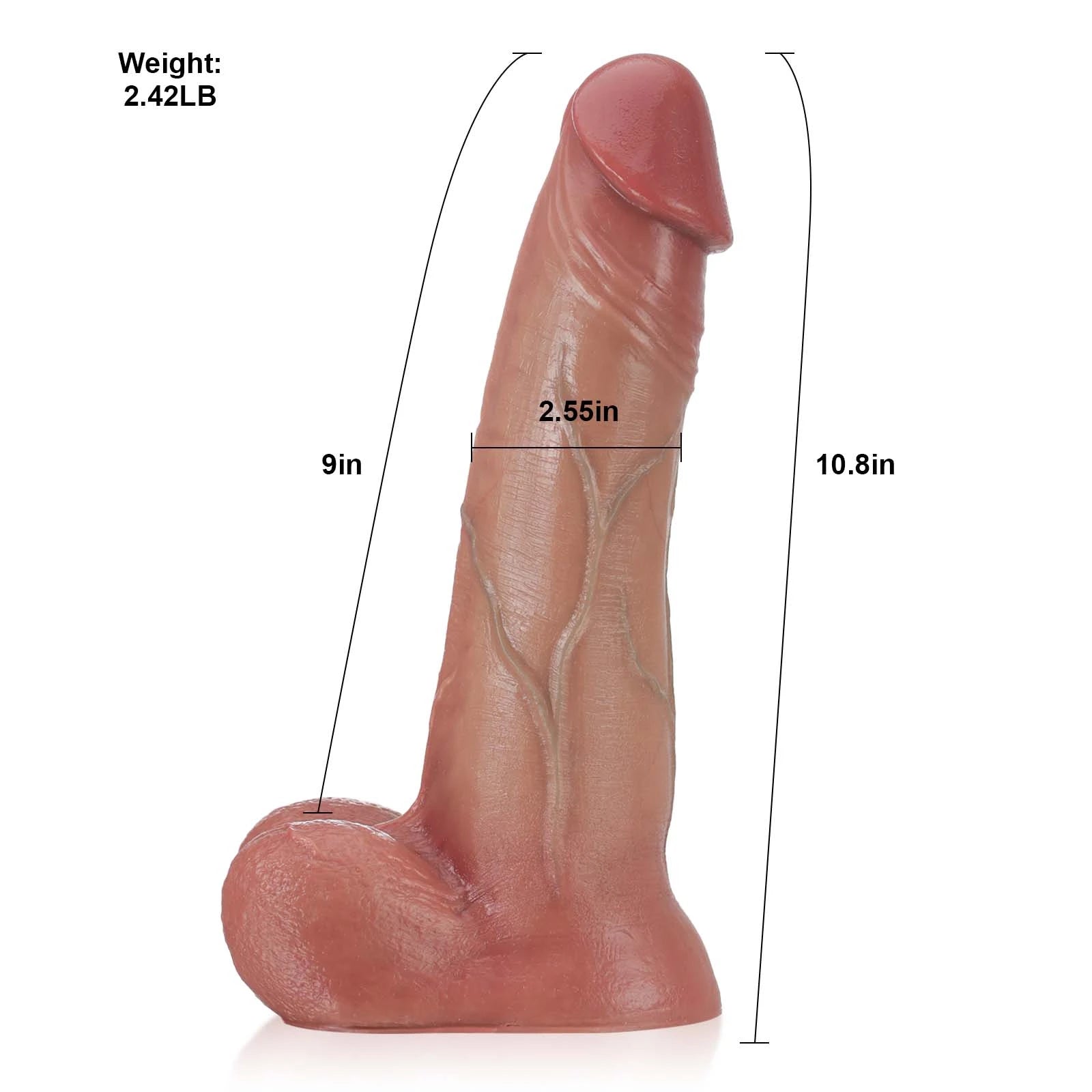 10.8" Thick Sliding Leather Hollow Dildo with Movable Ball