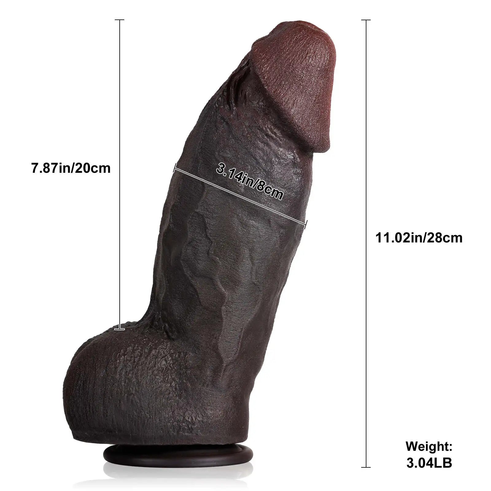 11 Realistic Thick Black Dildo with Suction Cup
